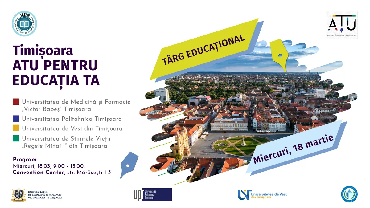 Alianța Timișoara Universitară dă startul ediției a IV-a a târgului educațional „Timișoara – ATU pentru educația ta”
